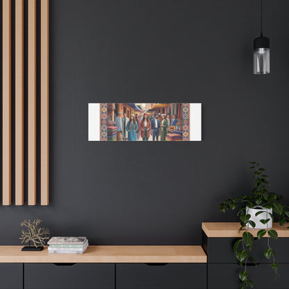 Colorful Market Scene Canvas Wall Art