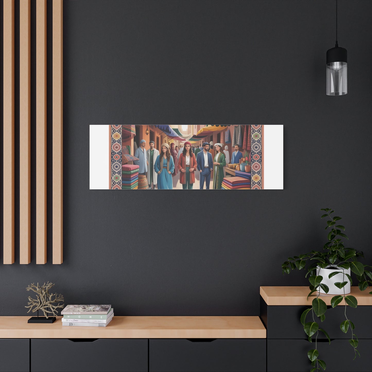 Colorful Market Scene Canvas Wall Art