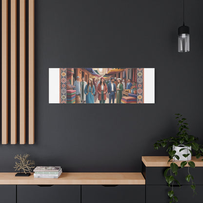 Colorful Market Scene Canvas Wall Art