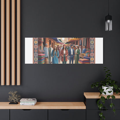Colorful Market Scene Canvas Wall Art