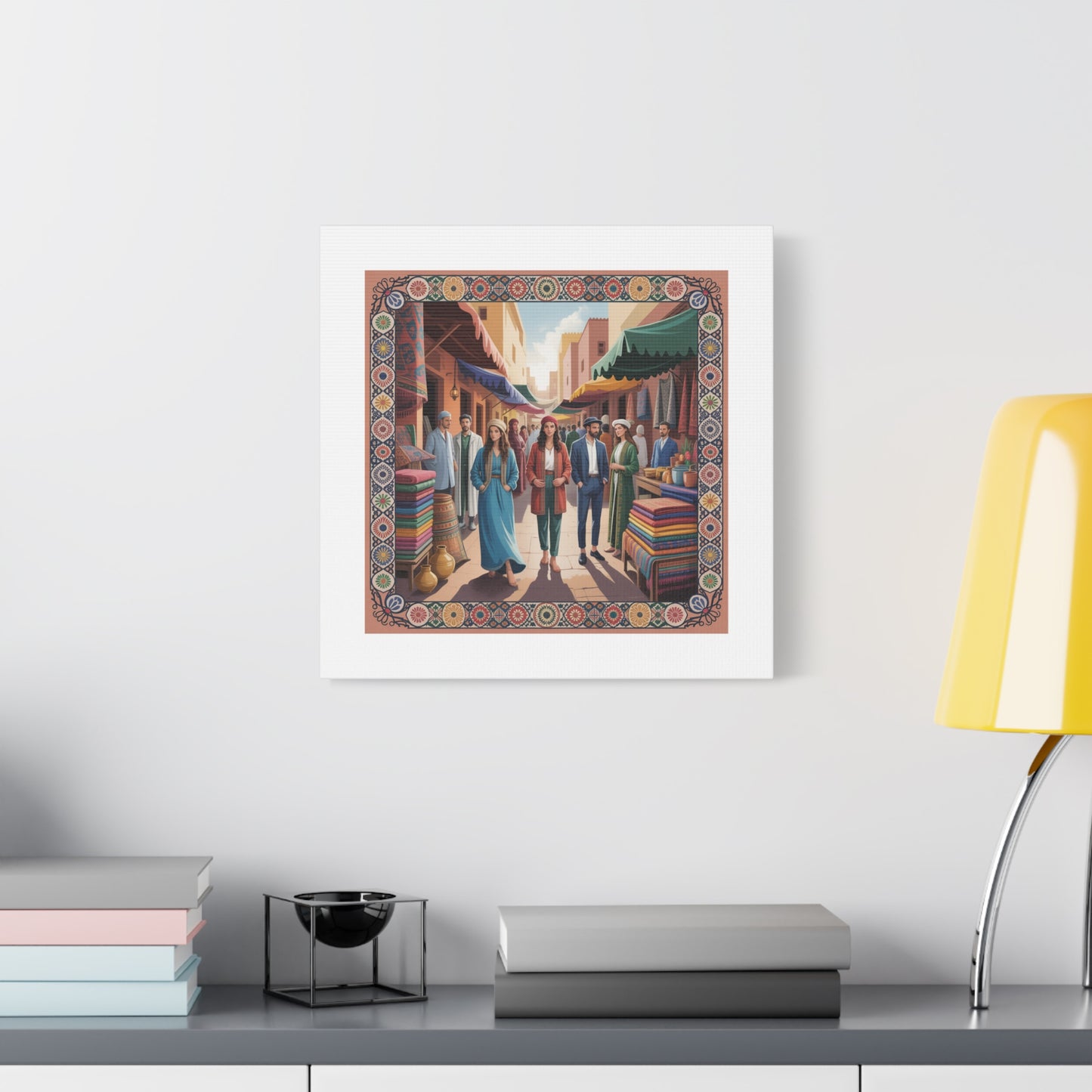 Colorful Market Scene Canvas Wall Art