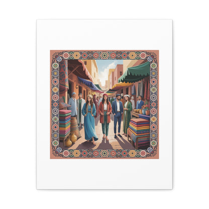 Colorful Market Scene Canvas Wall Art