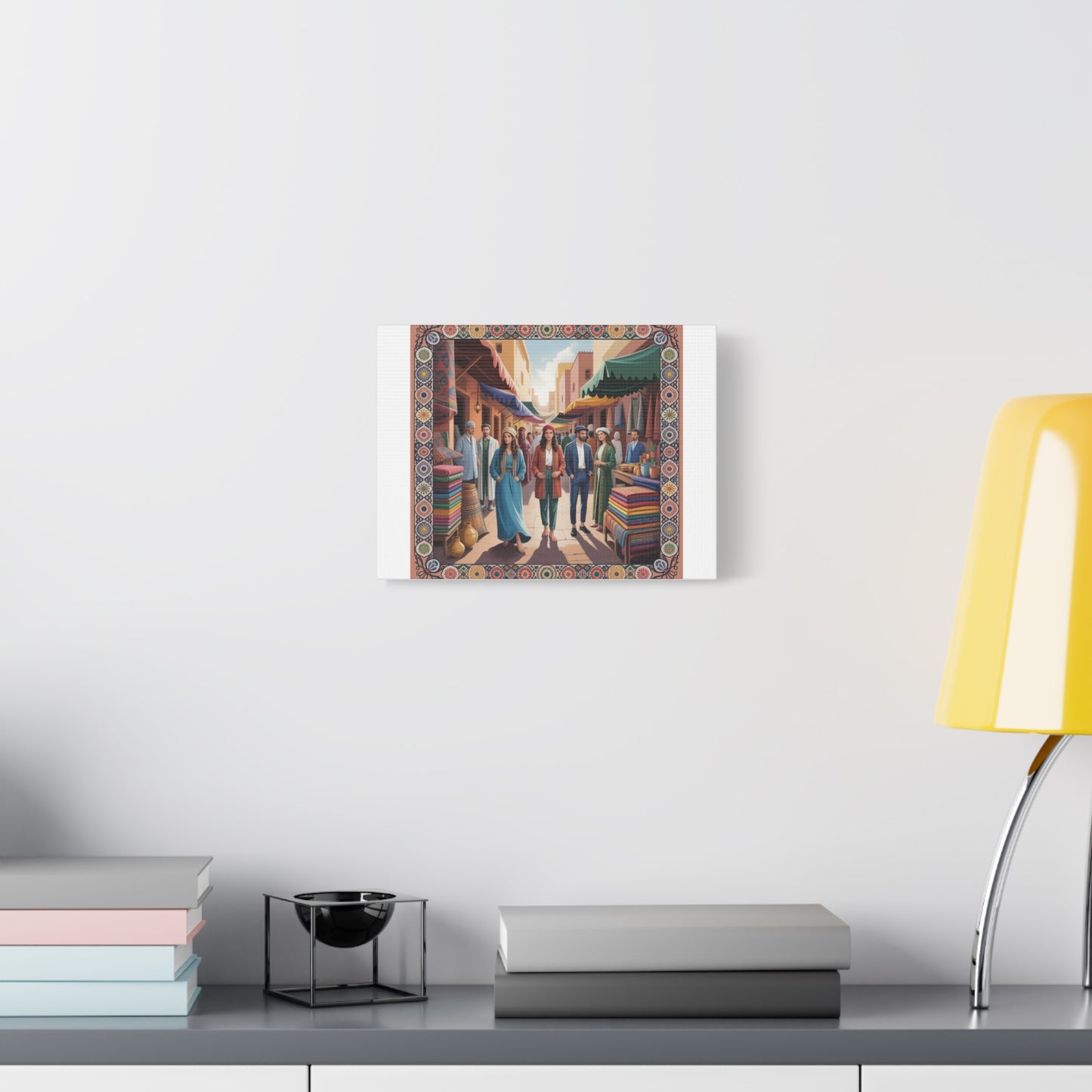 Colorful Market Scene Canvas Wall Art