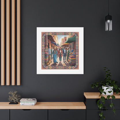 Colorful Market Scene Canvas Wall Art