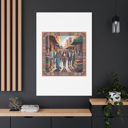 Colorful Market Scene Canvas Wall Art