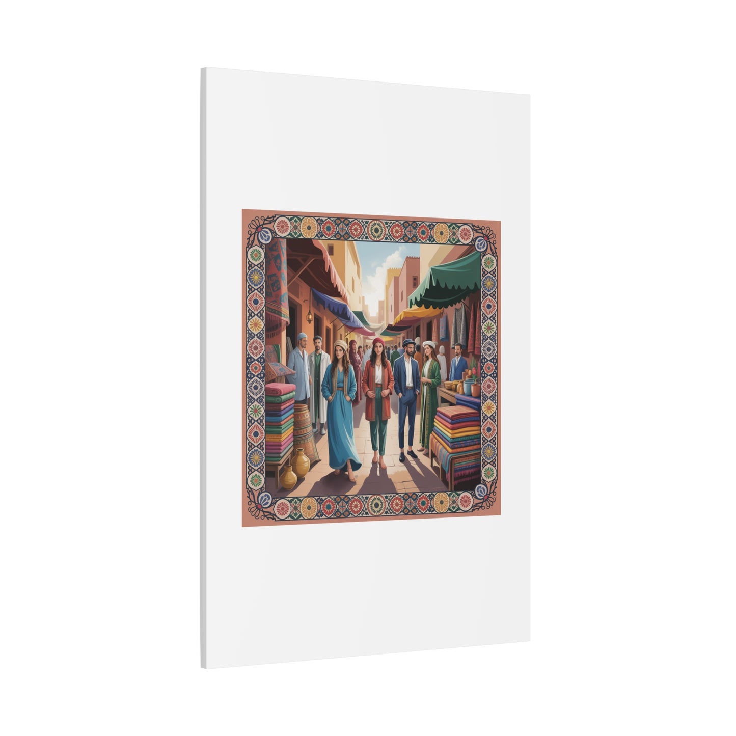 Colorful Market Scene Canvas Wall Art
