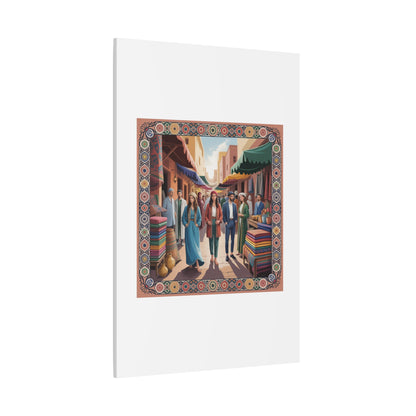 Colorful Market Scene Canvas Wall Art
