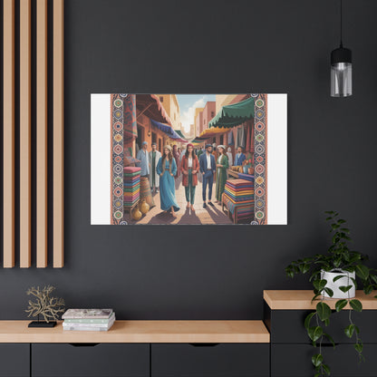 Colorful Market Scene Canvas Wall Art