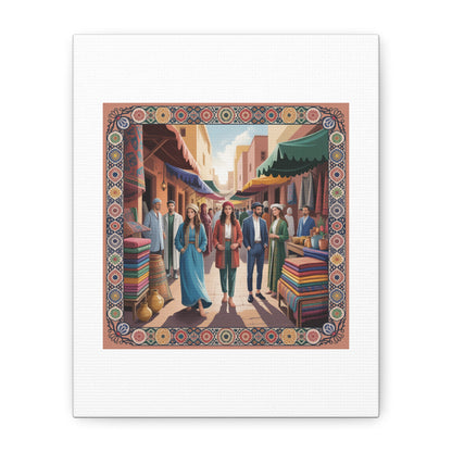 Colorful Market Scene Canvas Wall Art