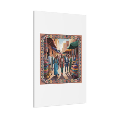 Colorful Market Scene Canvas Wall Art