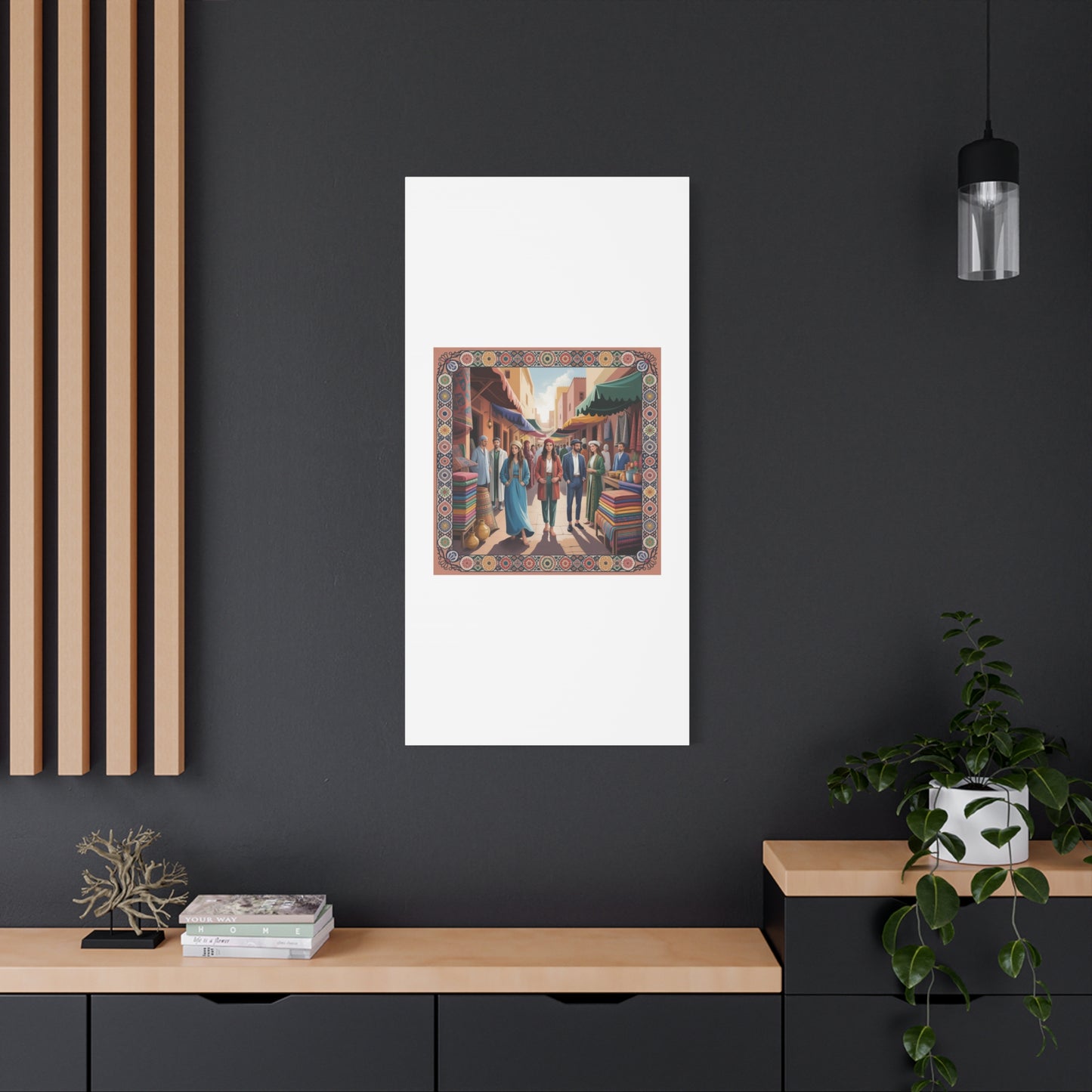 Colorful Market Scene Canvas Wall Art