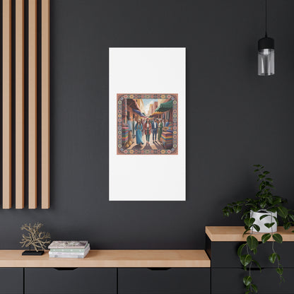 Colorful Market Scene Canvas Wall Art