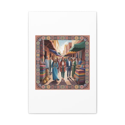 Colorful Market Scene Canvas Wall Art