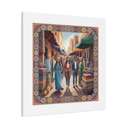 Colorful Market Scene Canvas Wall Art