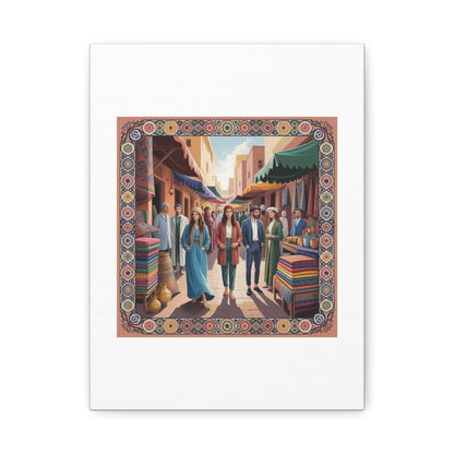 Colorful Market Scene Canvas Wall Art