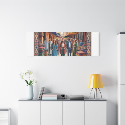 Colorful Market Scene Canvas Wall Art