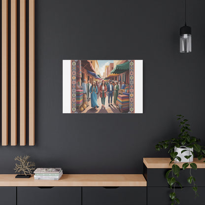 Colorful Market Scene Canvas Wall Art
