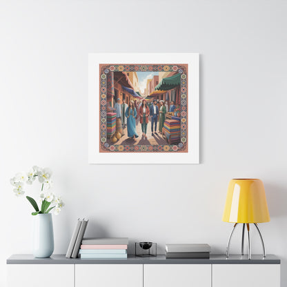 Colorful Market Scene Canvas Wall Art