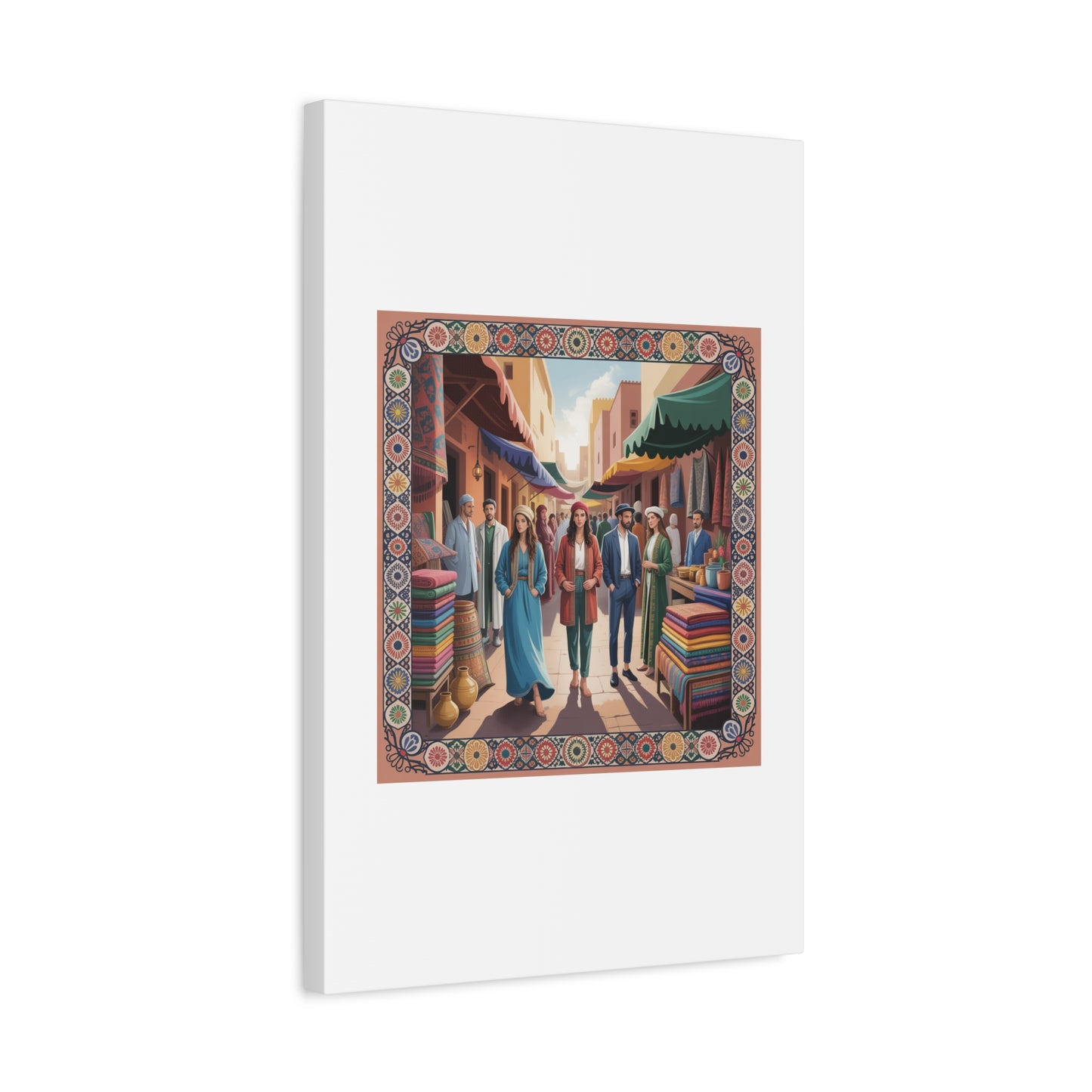 Colorful Market Scene Canvas Wall Art