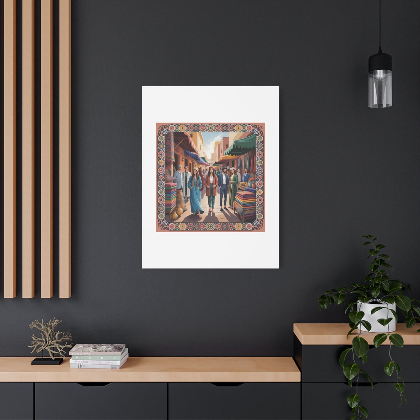 Colorful Market Scene Canvas Wall Art
