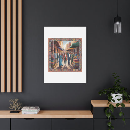 Colorful Market Scene Canvas Wall Art