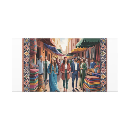 Colorful Market Scene Canvas Wall Art