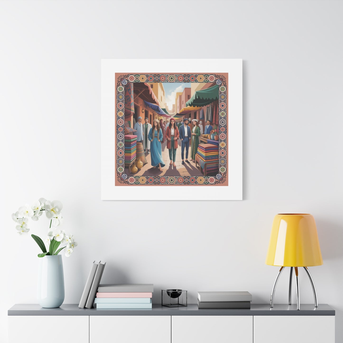 Colorful Market Scene Canvas Wall Art