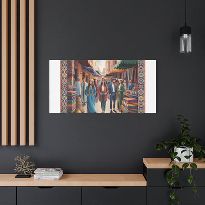Colorful Market Scene Canvas Wall Art