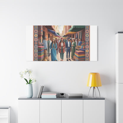 Colorful Market Scene Canvas Wall Art