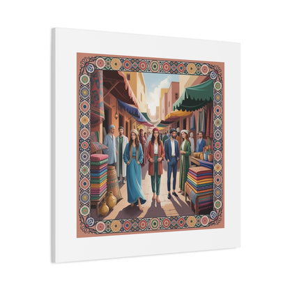 Colorful Market Scene Canvas Wall Art