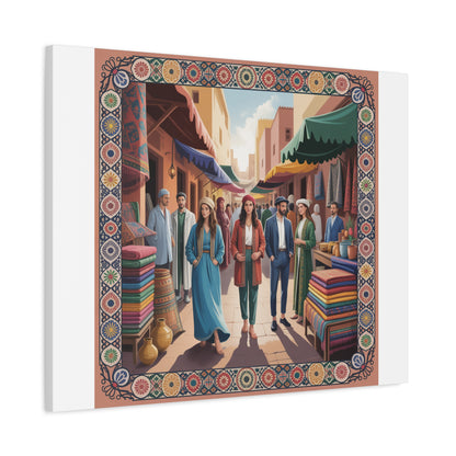 Colorful Market Scene Canvas Wall Art