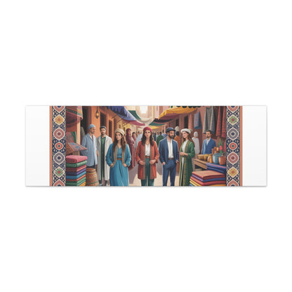Colorful Market Scene Canvas Wall Art