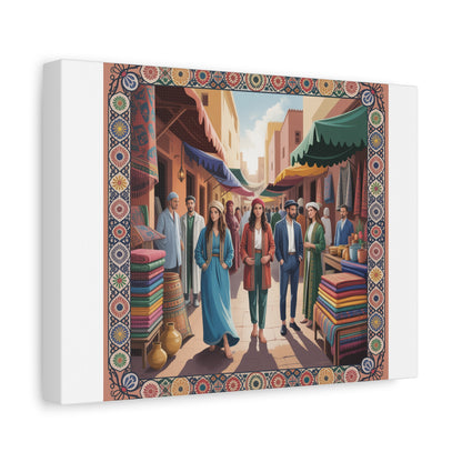 Colorful Market Scene Canvas Wall Art
