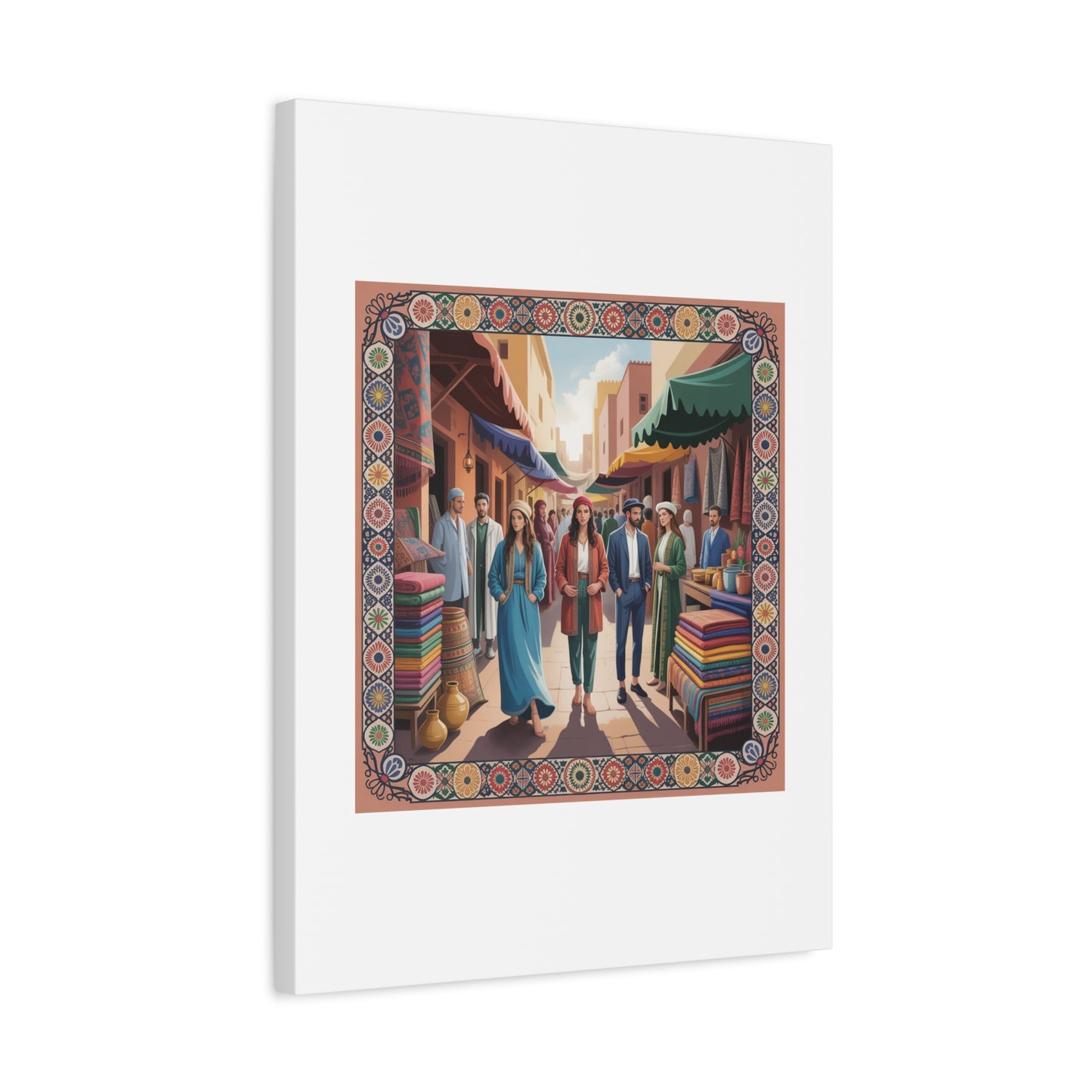 Colorful Market Scene Canvas Wall Art