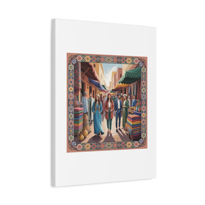 Colorful Market Scene Canvas Wall Art