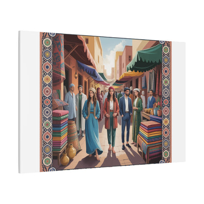 Colorful Market Scene Canvas Wall Art