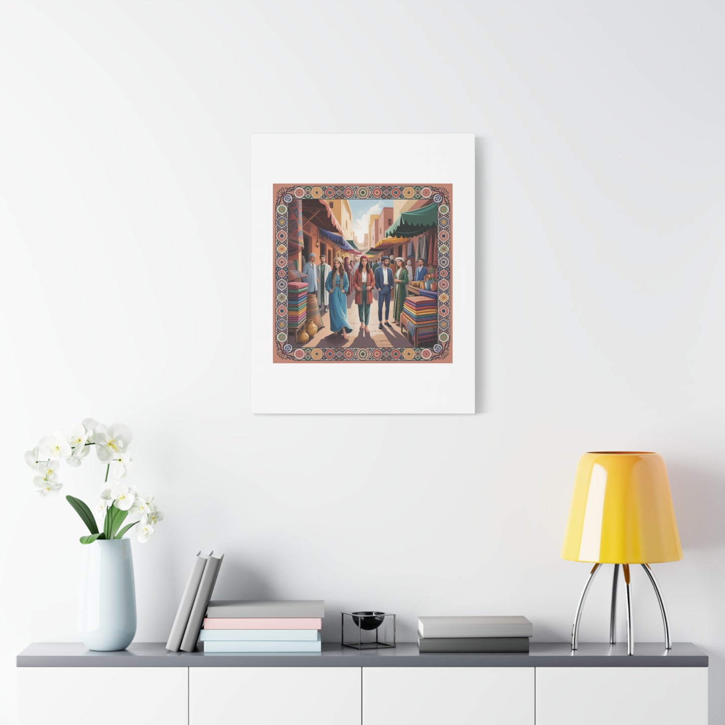 Colorful Market Scene Canvas Wall Art