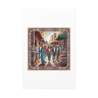 Colorful Market Scene Canvas Wall Art