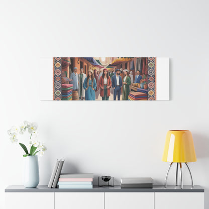 Colorful Market Scene Canvas Wall Art