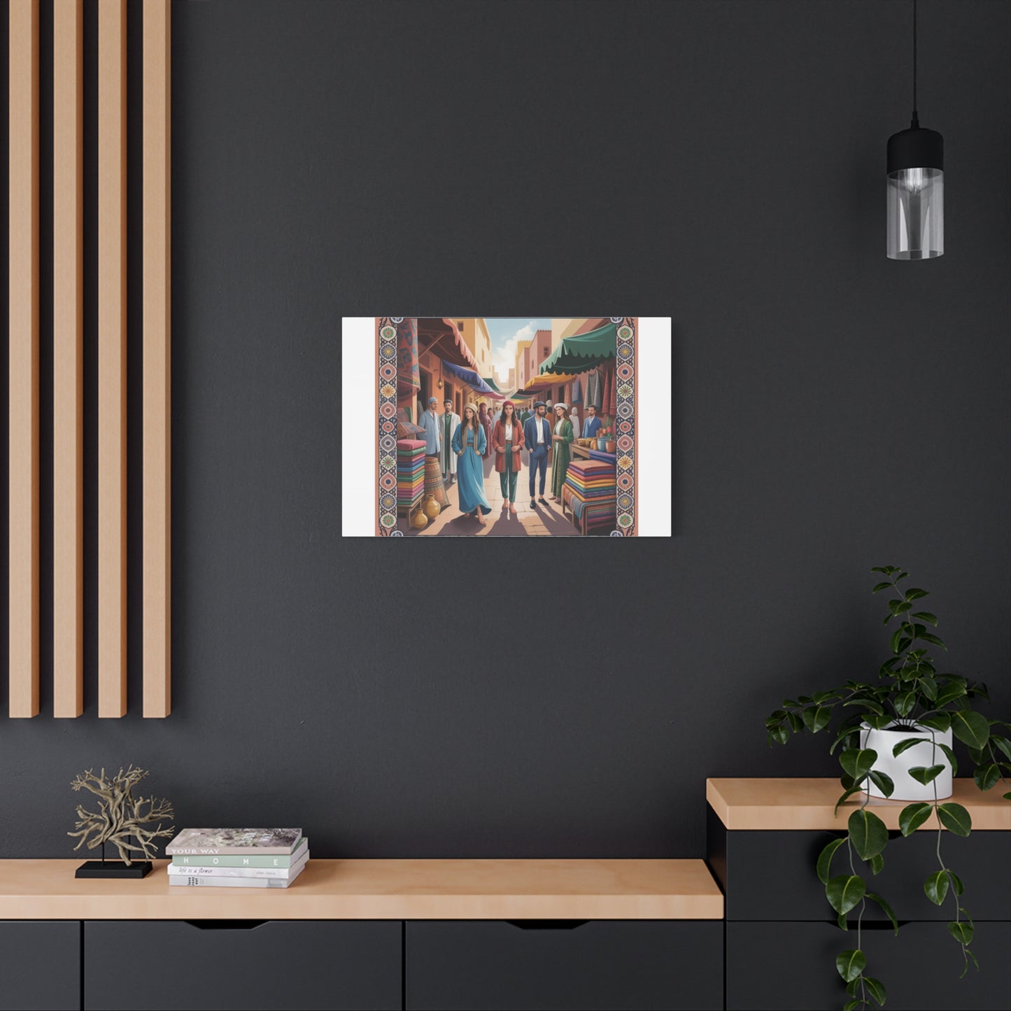 Colorful Market Scene Canvas Wall Art