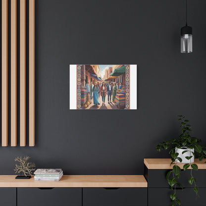 Colorful Market Scene Canvas Wall Art