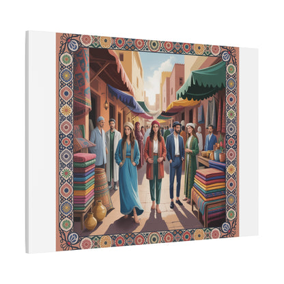 Colorful Market Scene Canvas Wall Art