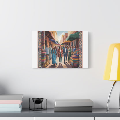 Colorful Market Scene Canvas Wall Art