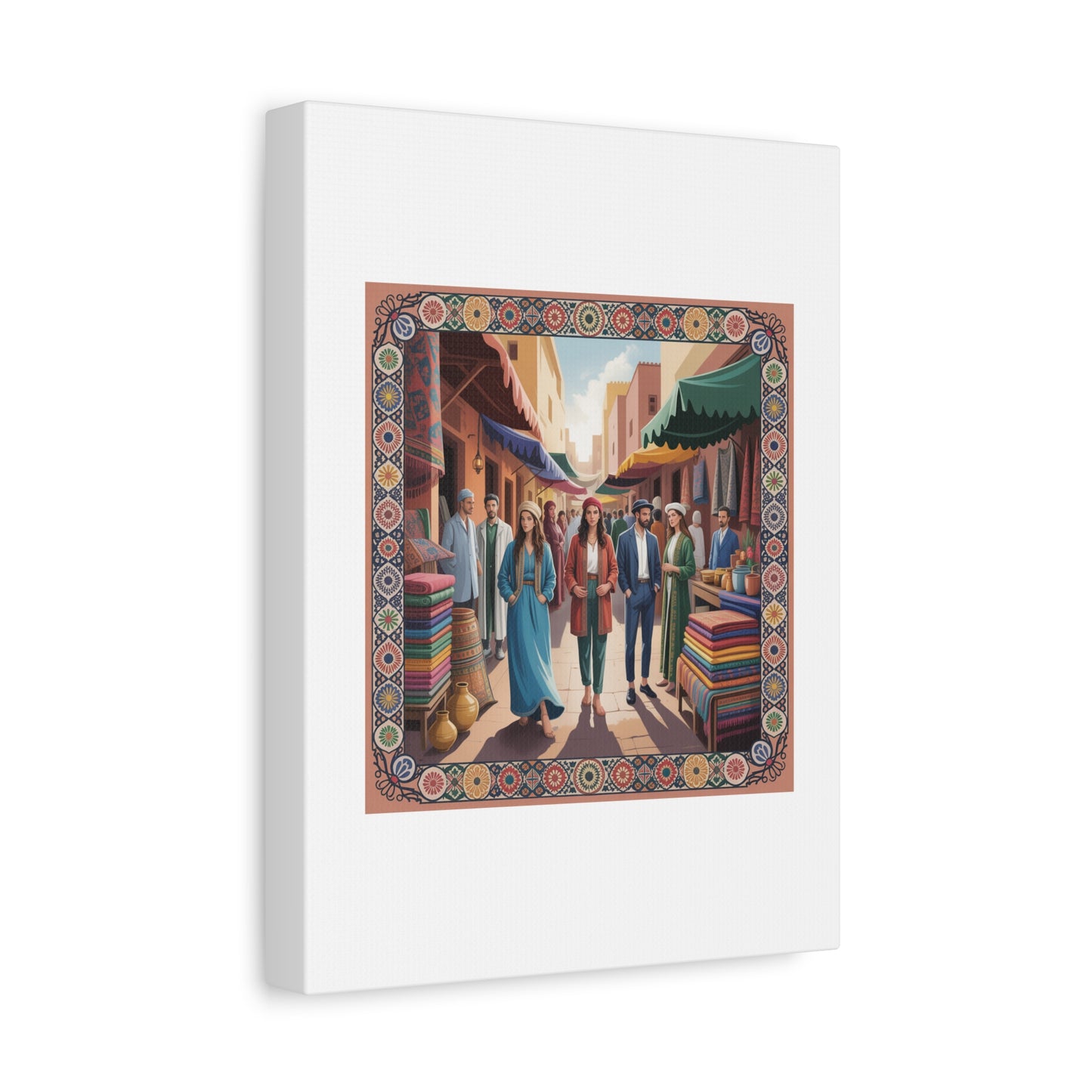 Colorful Market Scene Canvas Wall Art