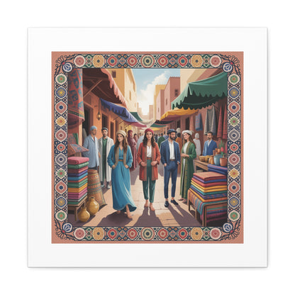 Colorful Market Scene Canvas Wall Art