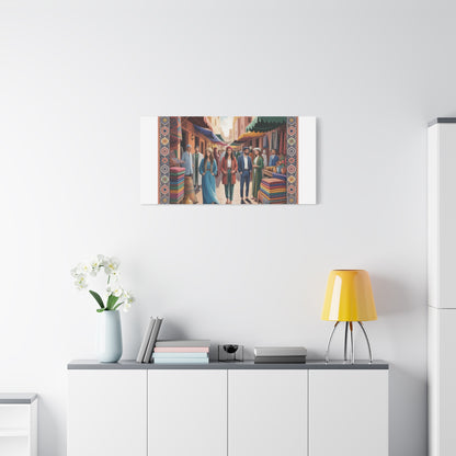 Colorful Market Scene Canvas Wall Art