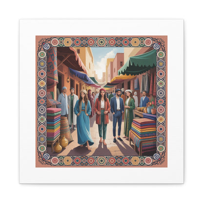 Colorful Market Scene Canvas Wall Art