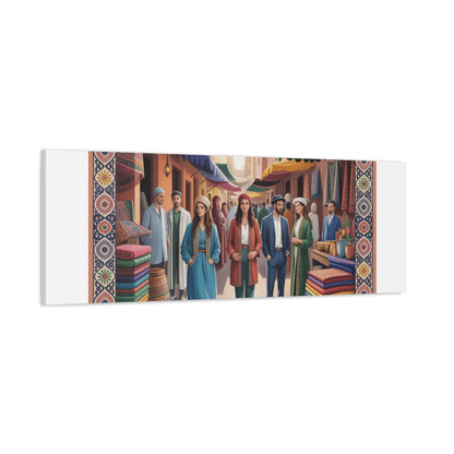 Colorful Market Scene Canvas Wall Art