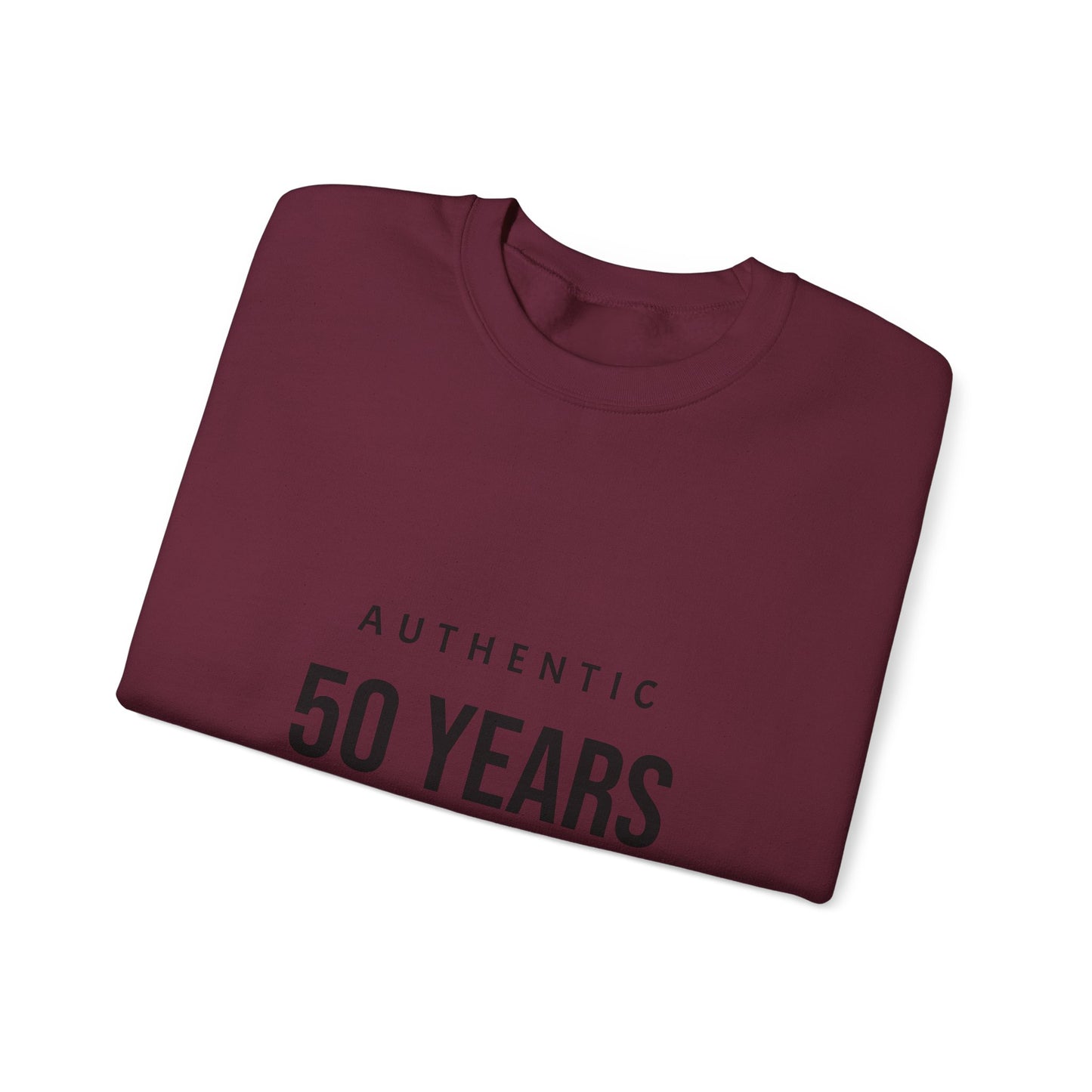 Crewneck Sweatshirt – "Authentic 50 Years of Not Giving a Damn" Retro Birthday Crew