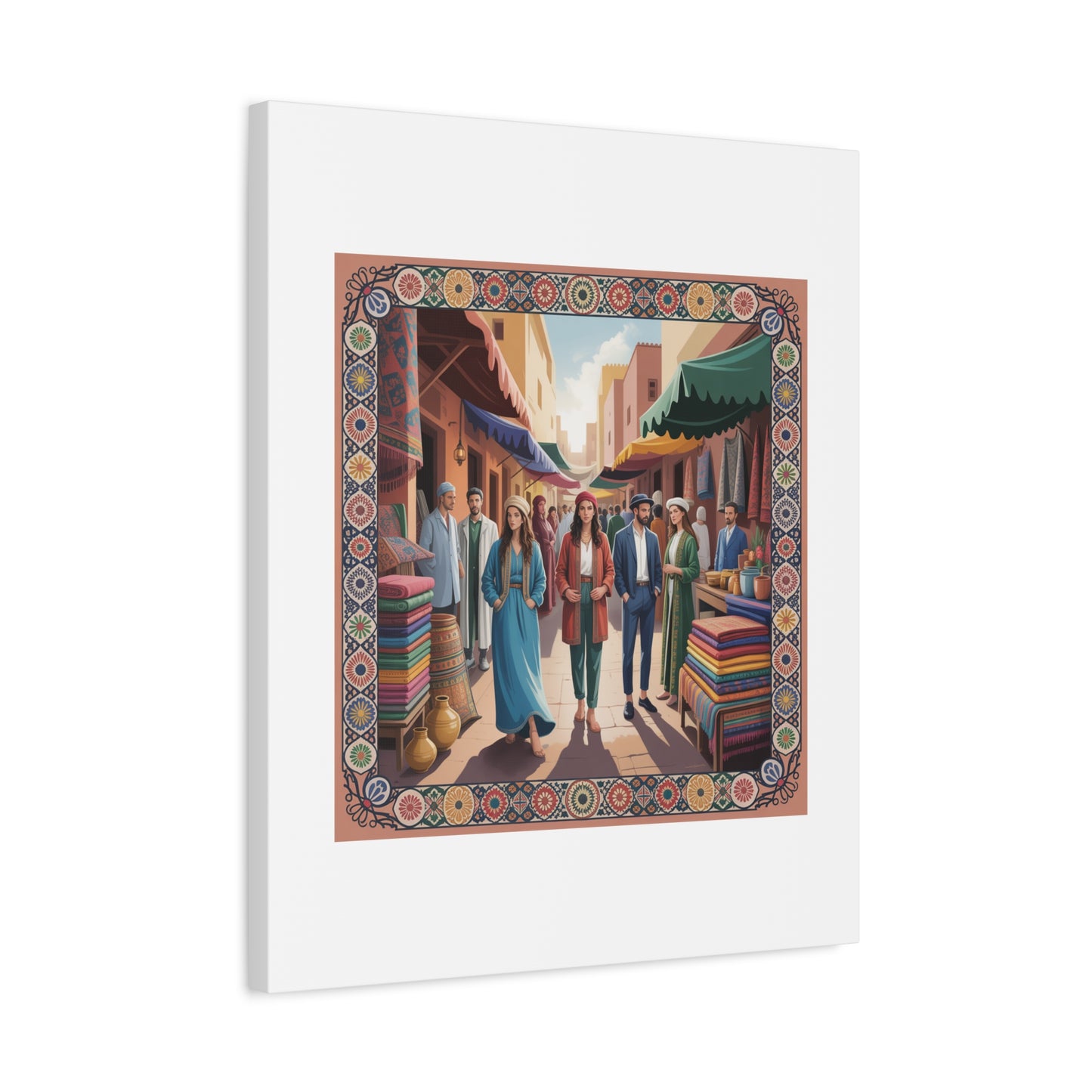 Colorful Market Scene Canvas Wall Art